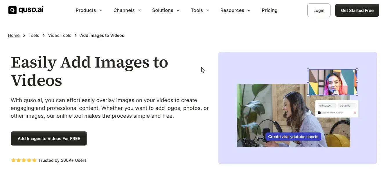 quso.ai add images to video